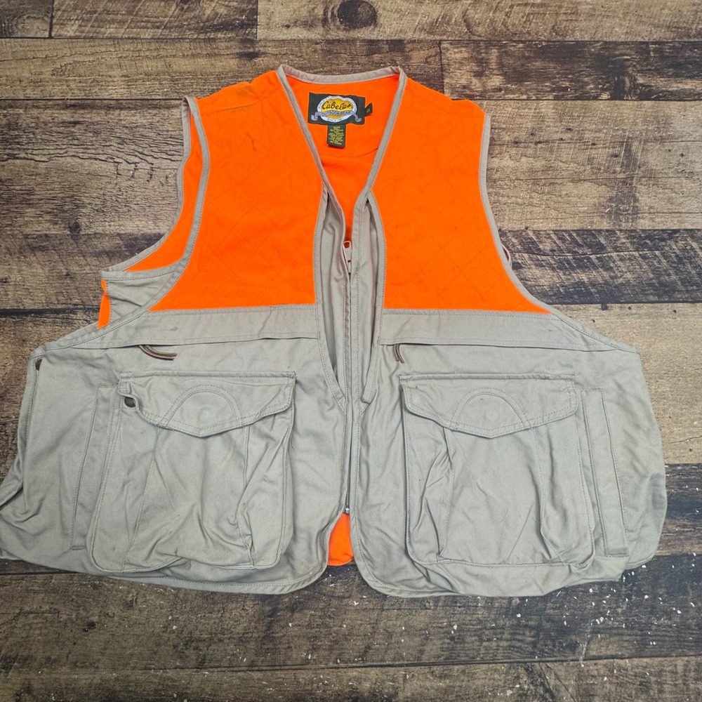 Cabelas Outdoor‎ Gear Men's Hunting Fishing Vest Orange Tan Large